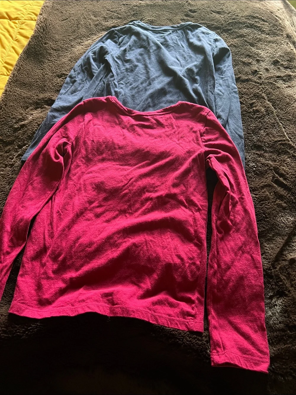 GAP Pink Floral Heart Long-Sleeve Tee with Navy 